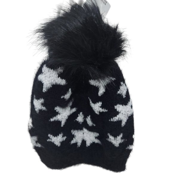Torrid Star Beanie with Faux Pom Black/White NWT - Picture 2 of 4